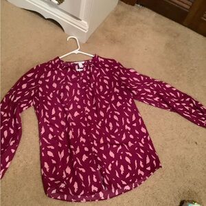 Women's Patterned Blouse - Purple and Pink